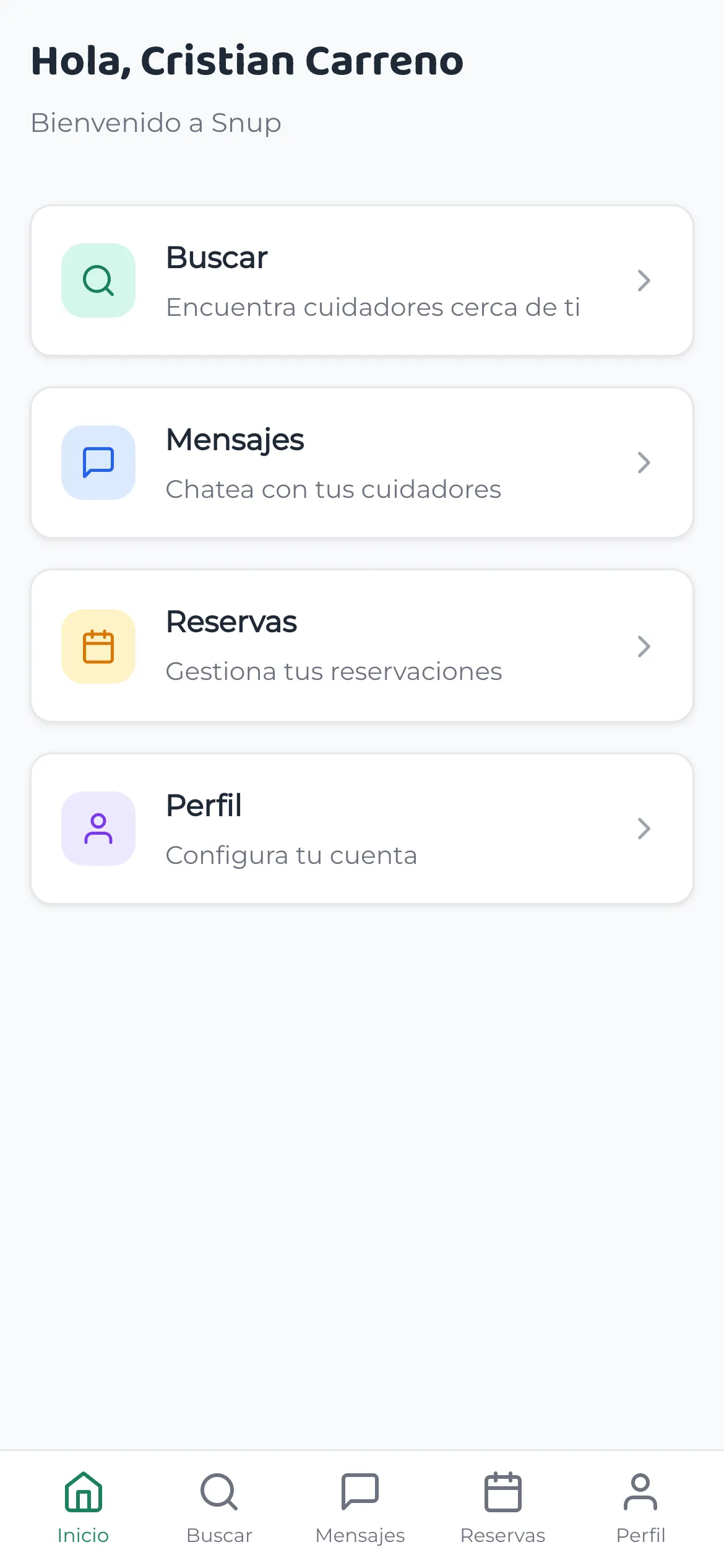 Snup App - Modo claro